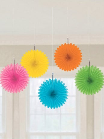 Mini rosaces multicolores pour décoration lot de 5 pièces rose jaune orange bleu vert