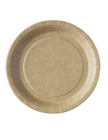Assiettes kraft écologiques compostables pour fête marron lot de 50