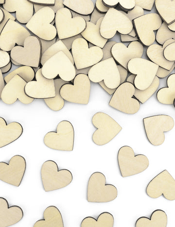 50 db természetes, szív alakú, fából készült konfetti (2 x 2 db) cm esküvőre
