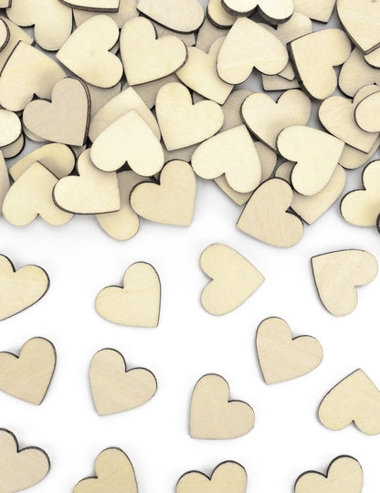50 db természetes, szív alakú, fából készült konfetti (2 x 2 db) cm esküvőre