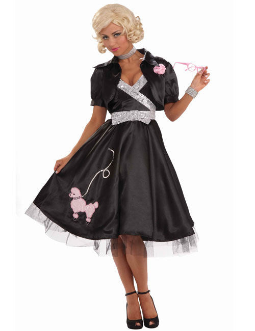 50-es évek rockabilly női jelmez uszkáros, fekete-ezüst 