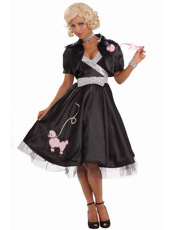 50-es évek rockabilly női jelmez uszkáros, fekete-ezüst 