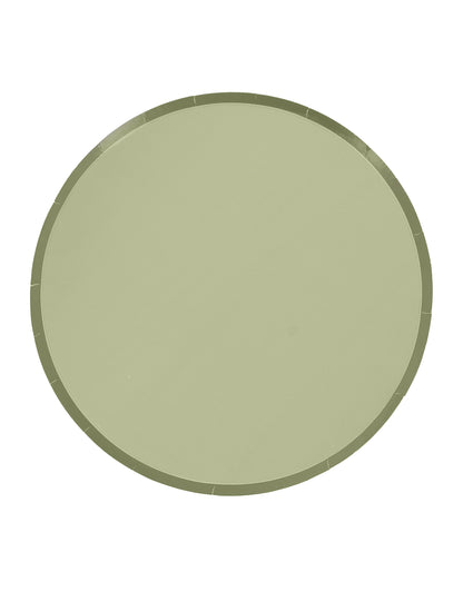 6 db kétszínű kartontányér szürkészöld és zsályazöld színben, 23 db cm