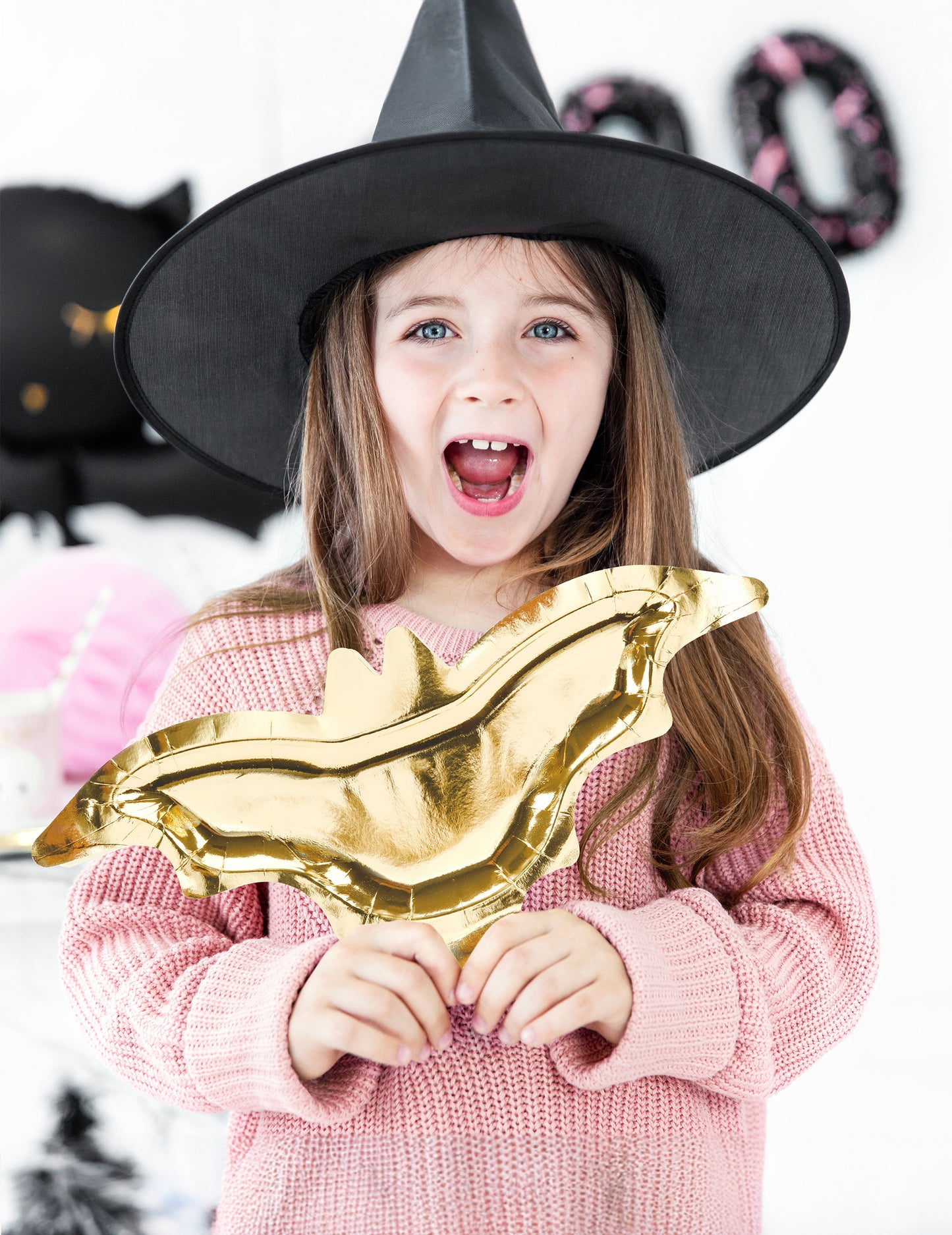 6 fémes arany denevér alakú kartontányér Halloweenre