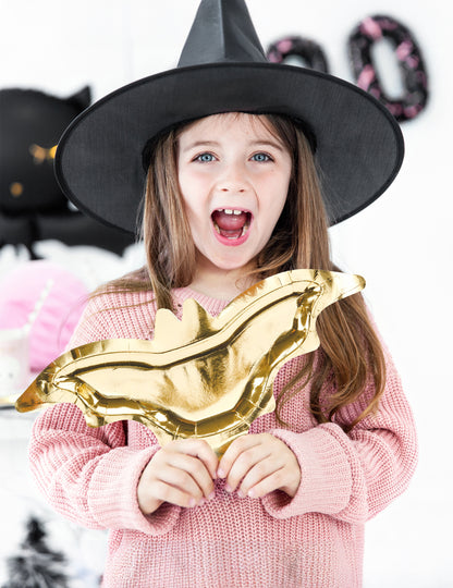 6 fémes arany denevér alakú kartontányér Halloweenre