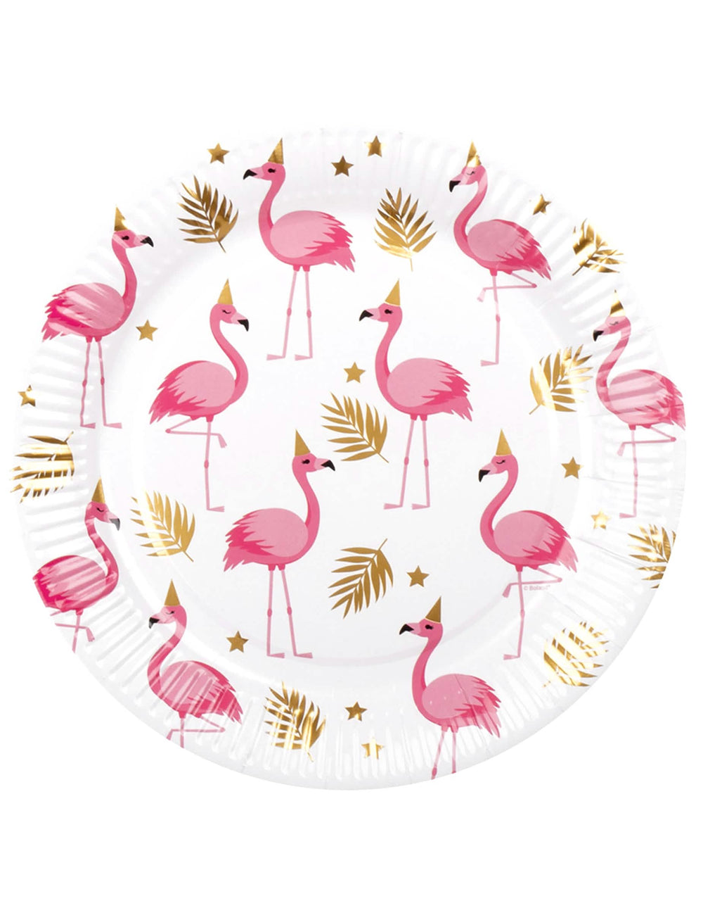 Flamingó Tropic tányérok rózsaszín és arany bulira