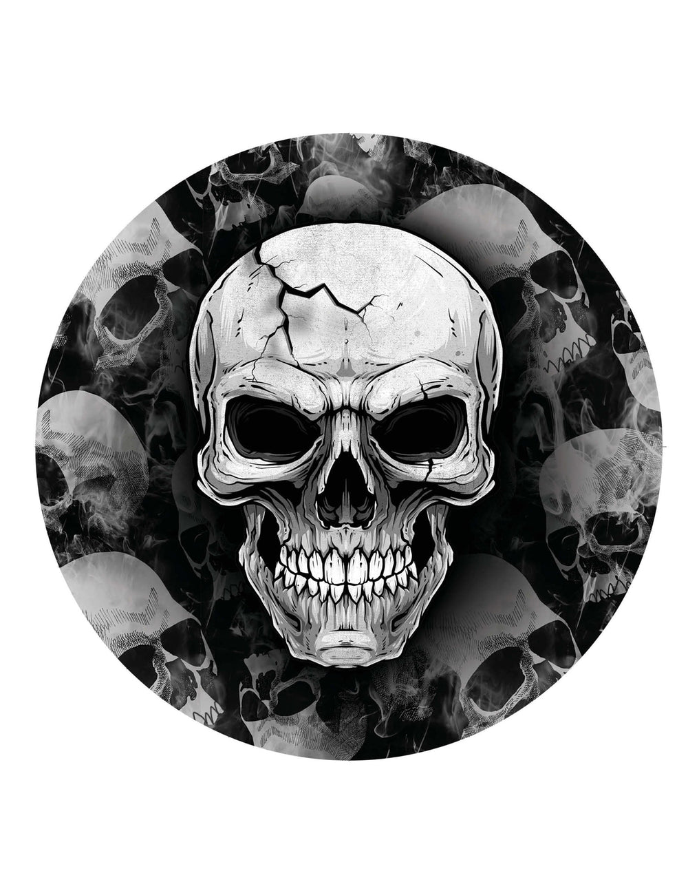 Assiettes tête de mort noir et blanc avec motif crâne fissuré
