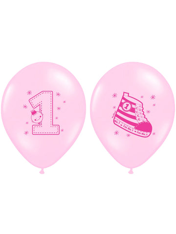 6 rózsaszín latex lufi 1 éves kislánynak 30 cm biológiailag lebomló 