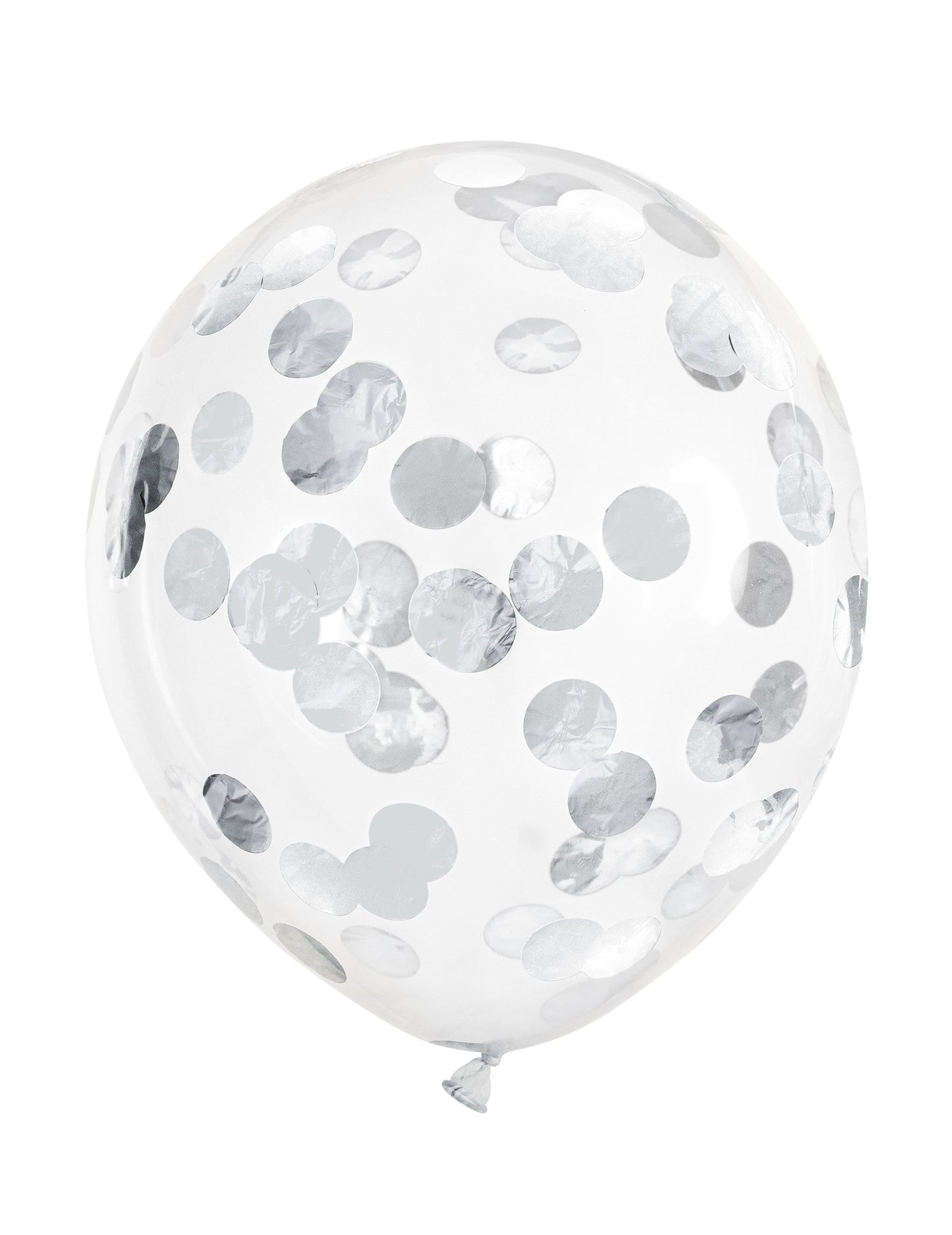 6 átlátszó lufi ezüst konfettivel 30 cm 
