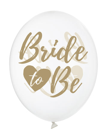 6 db átlátszó arany "Menyasszony" lufi, 30 db cm leánybúcsú dekorációhoz