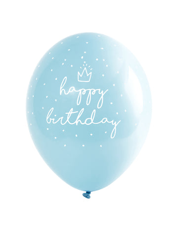 6 kék latex lufi "Boldog születésnapot 30" felirattal cm fehér pöttyös
