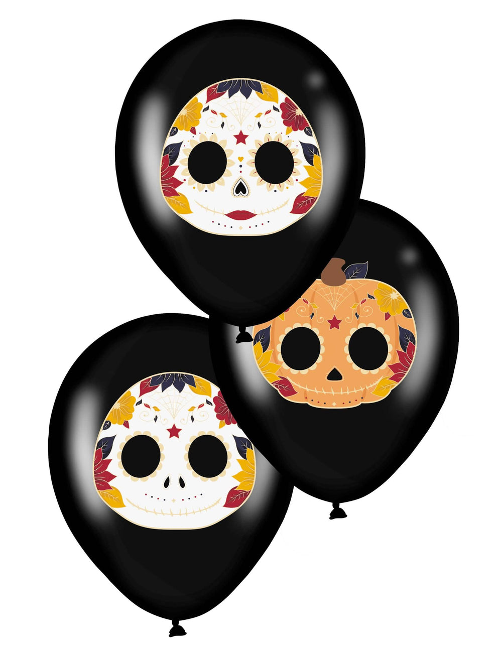 latex lufik Dia de los Muertos bulira fekete színes koponyamintákkal