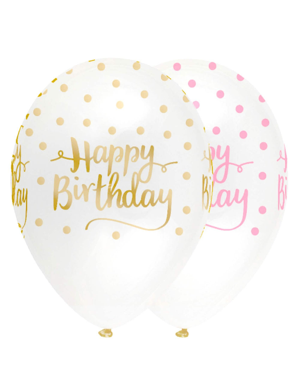 lufik latex Happy Birthday pöttyös születésnapra rózsaszín és arany