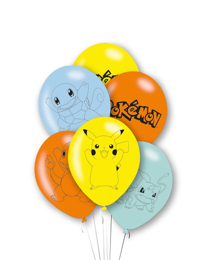 6 Ballons en latex Pokémon Pikachu pour enfant jaunes bleus et oranges