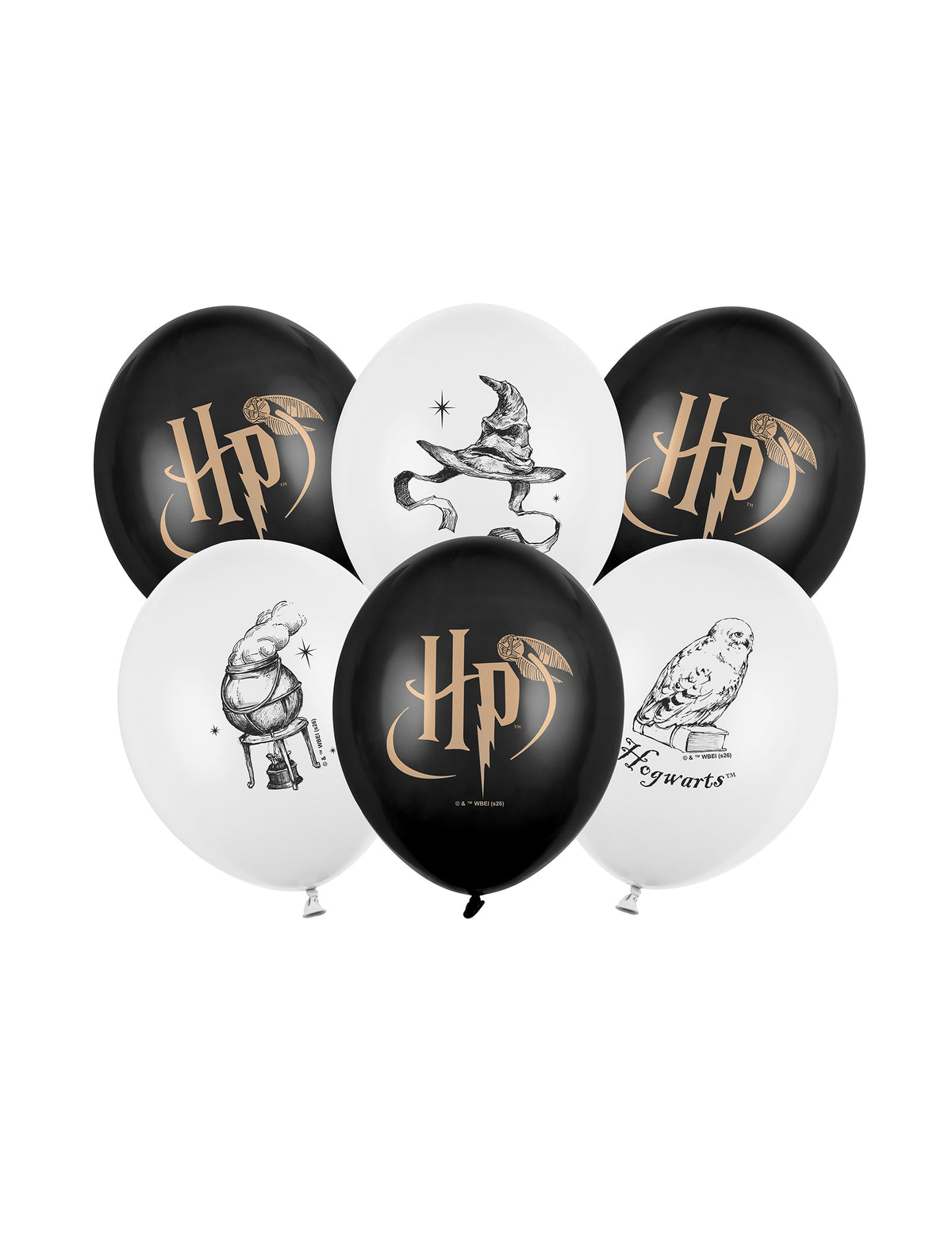 6 db Harry Potter™ lufi, fekete-fehér, 30 cm