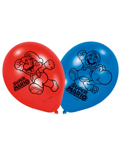 Ballons latex Super Mario pour enfants rouges et bleus