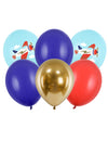 Ballons petit avion pour enfant bleus rouges dorés et imprimés
