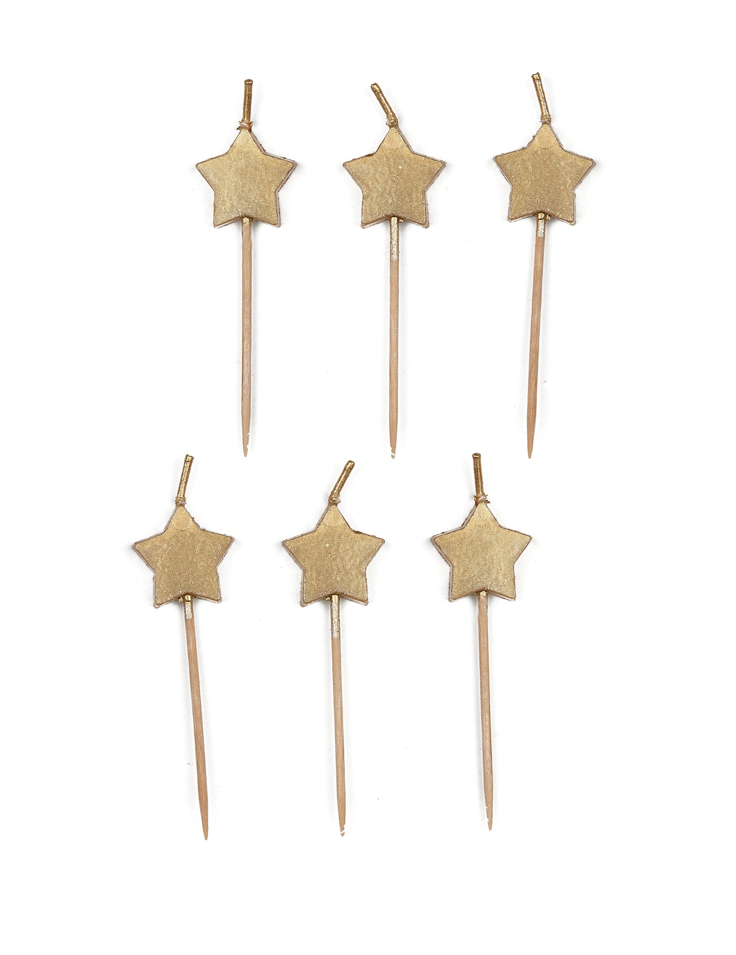 6 gyertya arany csillag alakú tortadíszeken