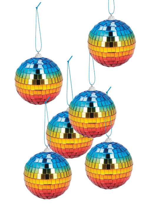 Ensemble de 6 boules à facettes arc en ciel