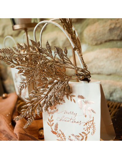 6 csillámos csokibarna ág dekorációs szárakon 21 cm 