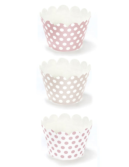 Habillages à cupcake à petits pois rose poudré en carton