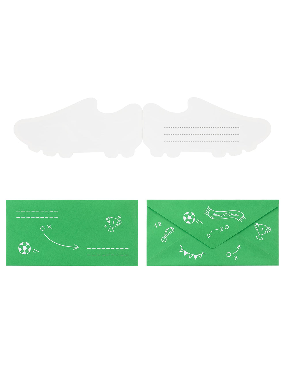Cartes d'invitation chaussures de foot blanc et vert