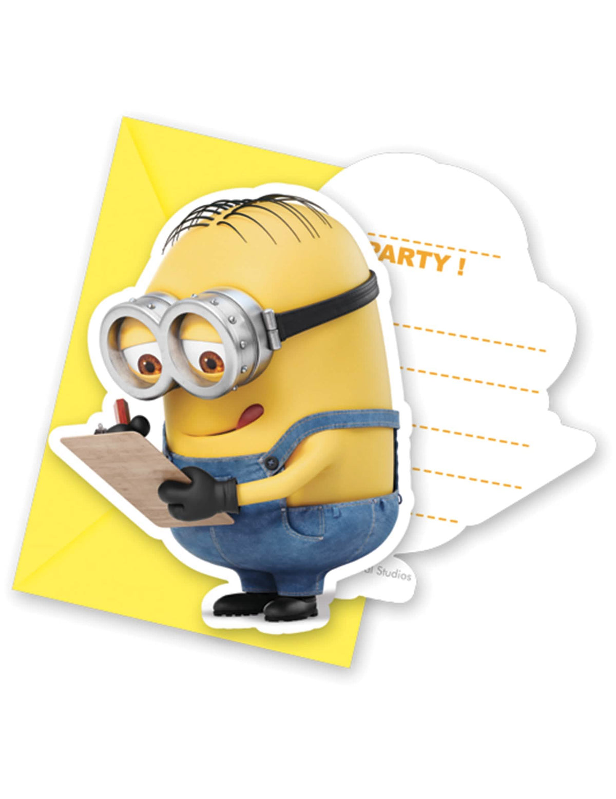 Sárga Minionok gyerekeknek borítékokkal együtt meghívókártyák