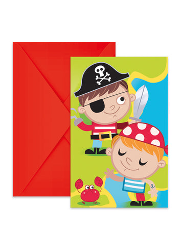 6 db kalóz kincsvadászat meghívókártya és boríték 14 x 9 cm születésnapra