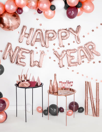 6 chapeaux de fête en carton rose gold 16 cm pour anniversaire