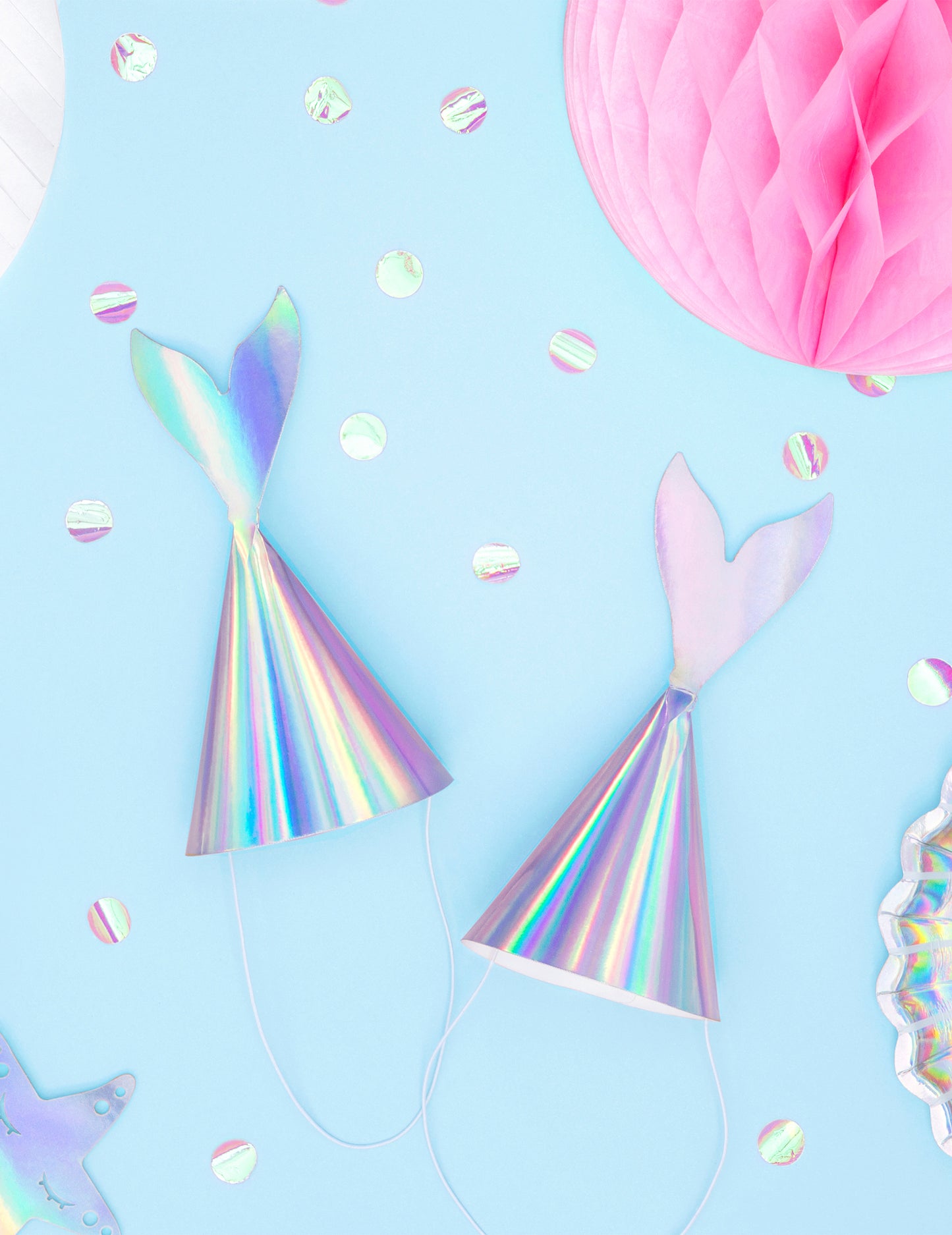 6 ünnepi kalap a holografikus sziréna farokból 8 x 18 cm