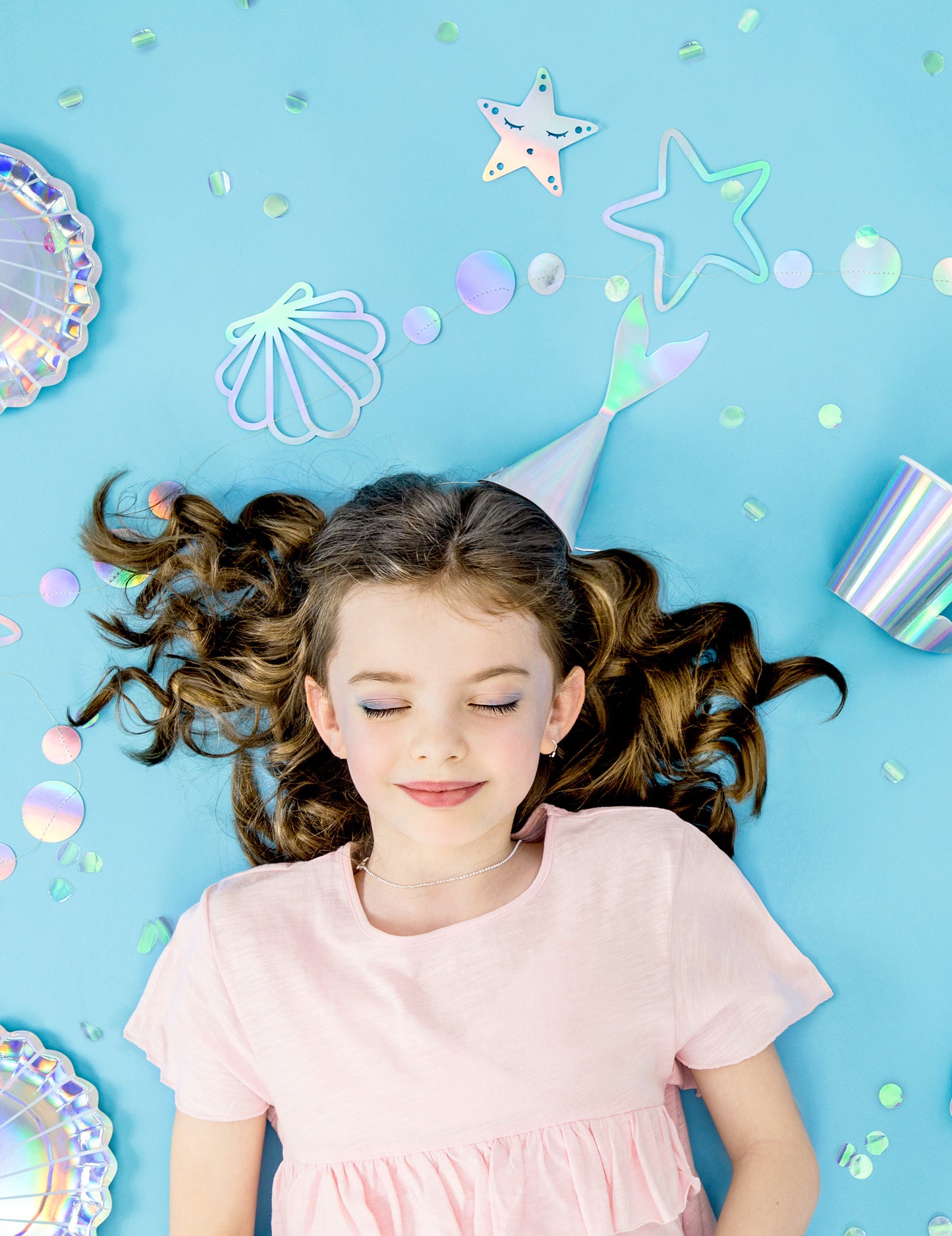 6 ünnepi kalap a holografikus sziréna farokból 8 x 18 cm