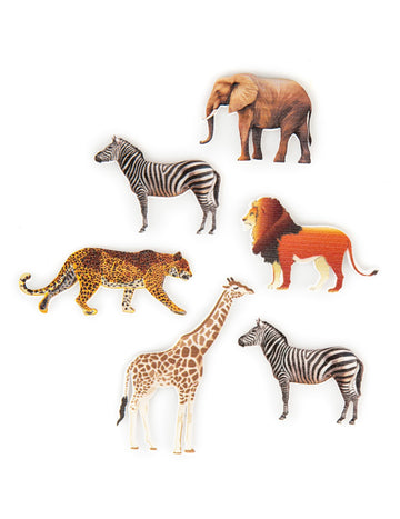 Confettis de table animaux de la savane pour fête en bois illustré multicolore