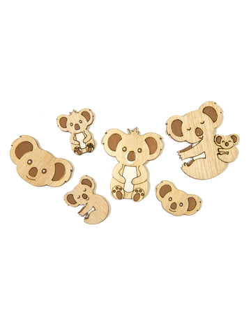 6 db fa koala konfetti 3,5 cm természetes dekoráció