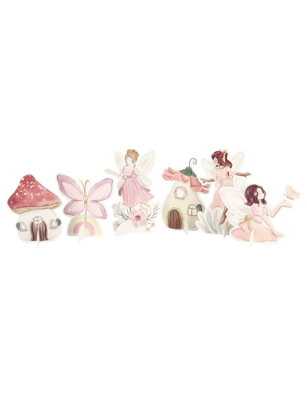 6 décorations à poser fée pour fête rose pastel univers enchanté
