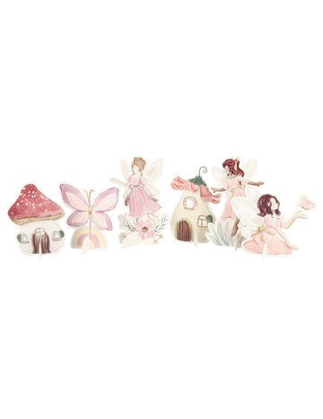 6 pasztellrózsaszín papírtündér dekoráció, 6,8-10 cm magas cm elvarázsolt univerzum