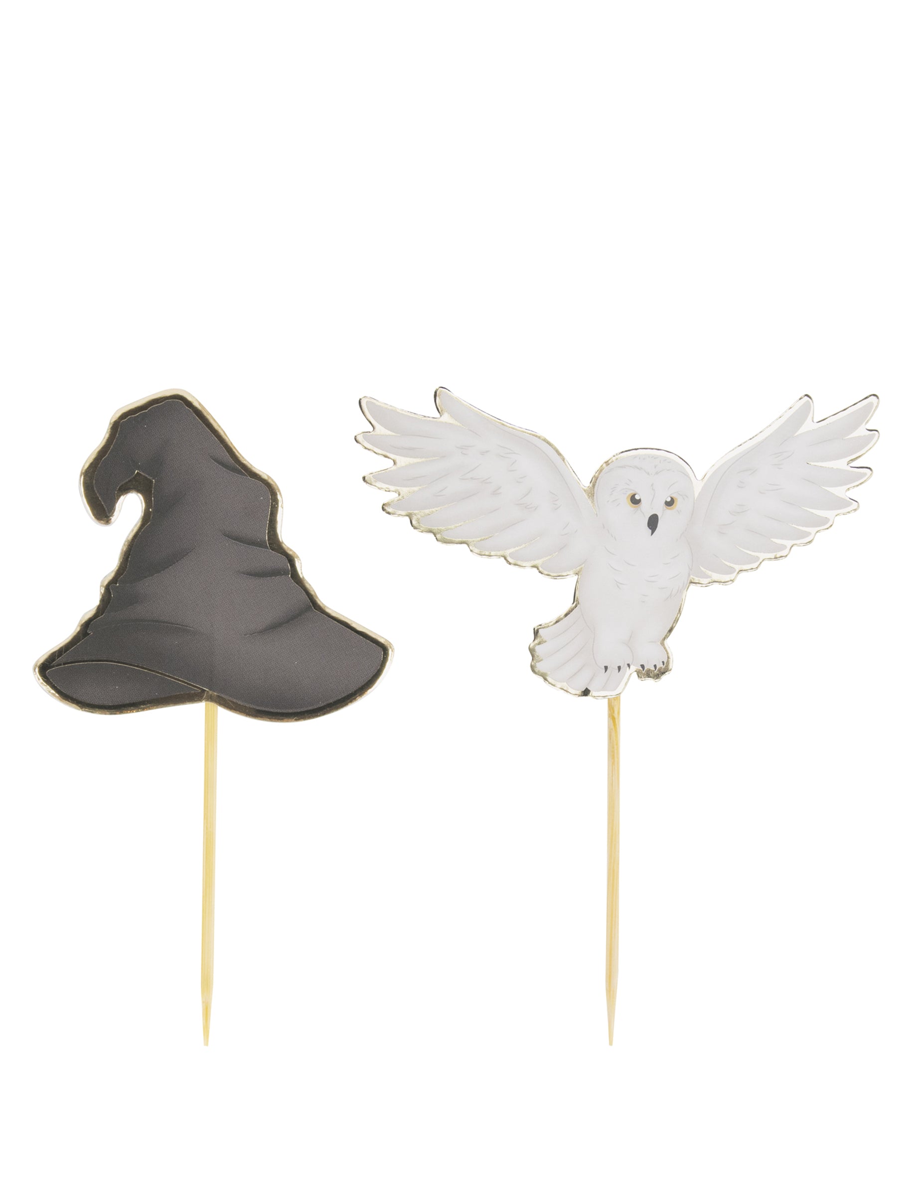 Détail du chapeau et de la chouette des Décorations pour gâteau apprenti sorcier