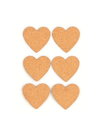 6 db szív alakú parafa öntapadós címke, 7,5 x 4,5 cm cm esküvőre