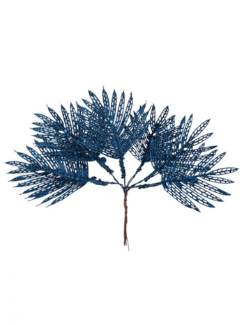 6 trópusi levél tengeri csillámos száron 21 cm dzsungel dekoráció