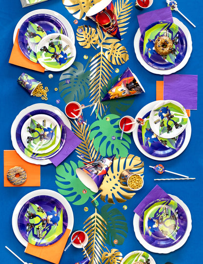 6 zöld és arany trópusi karton asztaldísz