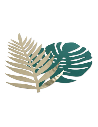 6 zöld és arany trópusi karton asztaldísz