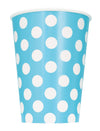 Gobelets en carton à pois bleus et blancs