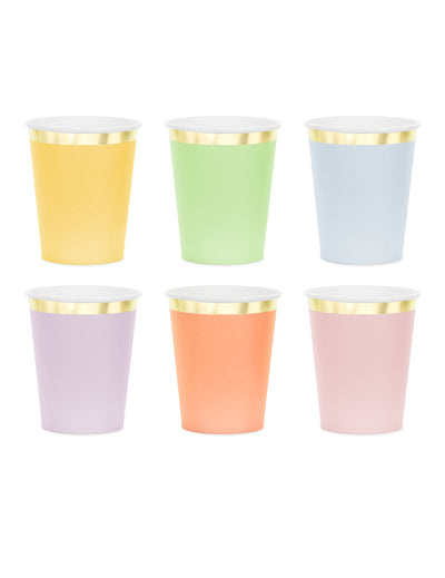 6 db pasztell papírpohár arany szegéllyel 220 ml
