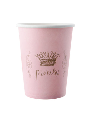 6 rózsaszín hercegnő papír pohár 9 x 7,5 cm születésnapra 