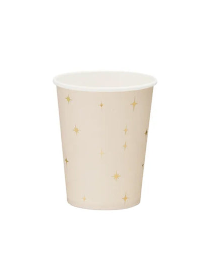 Gobelets étoiles pour fête crème et or