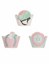 Habillages moules à cupcake cheval bleu et rose pastel