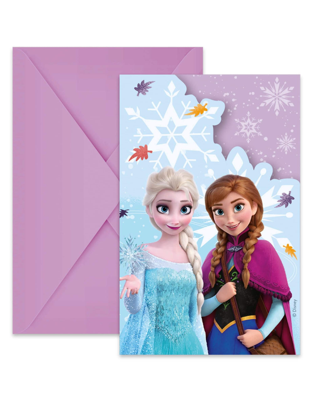 Meghívók és borítékok Jégvarázs Frozen Idyllic Wonder lila színben Elsa és Anna