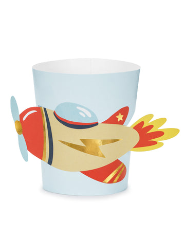 6 papírrepülőgép pohárhüvely születésnapi dekorációhoz