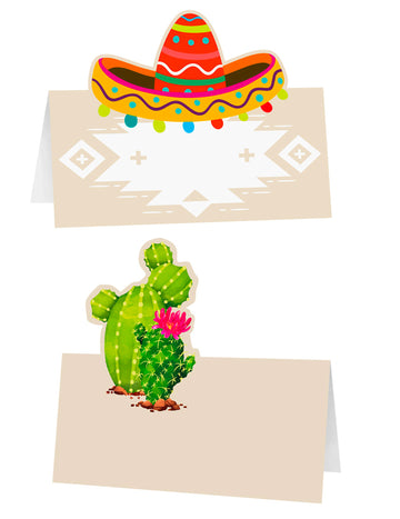 6 kaktusz és sombrero ültetőkártya 8 x 8 cm Mexikói téma