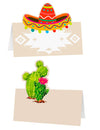 Marque-places cactus et sombrero pour fête thème mexicain multicolores