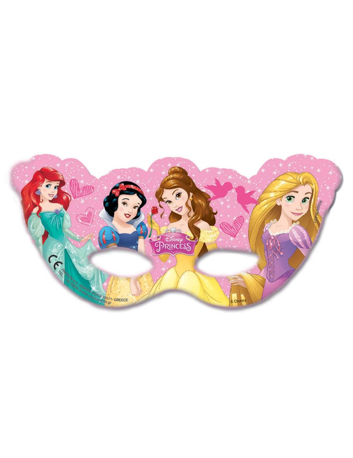 Disney hercegnők gyermek rózsaszín maszk Ariellel, Hófehérkével, belle-lel és Rapunzellel